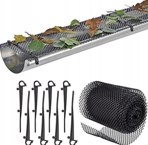 SIATKA OCHRONNA NA RYNNĘ 6m + 8 KLIPSÓW